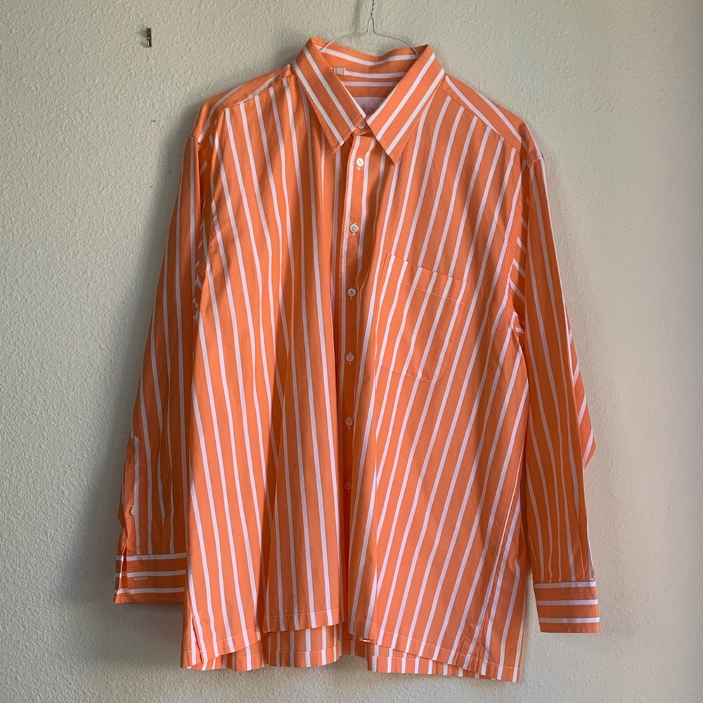 Brioni XL orange and white men’s dress shirt